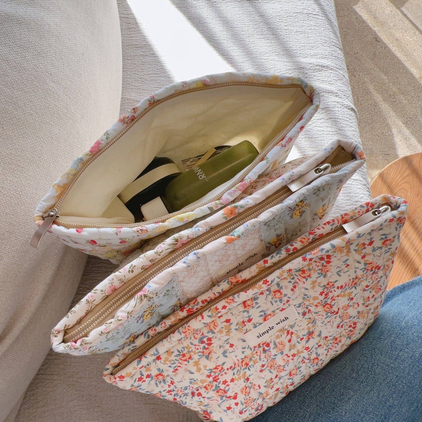 Flower Print Makeup Bag