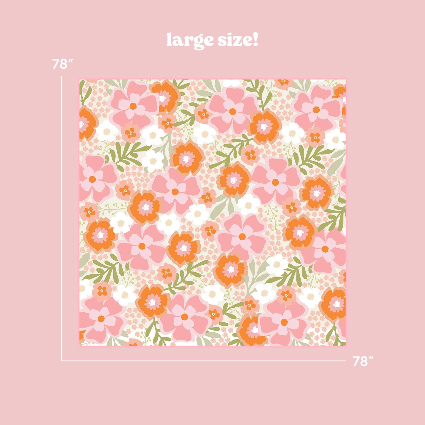 Quilted Blanket-Blooms Pink Orange