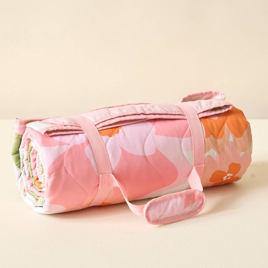 Quilted Blanket-Blooms Pink Orange