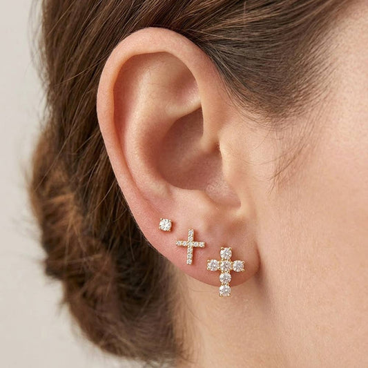 Cross Stud Earring Set