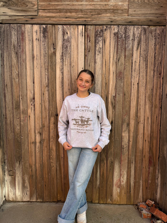 He Owns The Cattle Crewneck