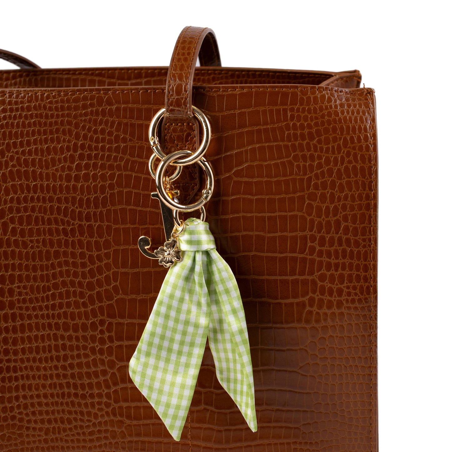 Green Gingham Satin Keychain