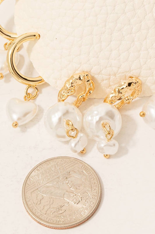 Pearl Hoop Earrings Set