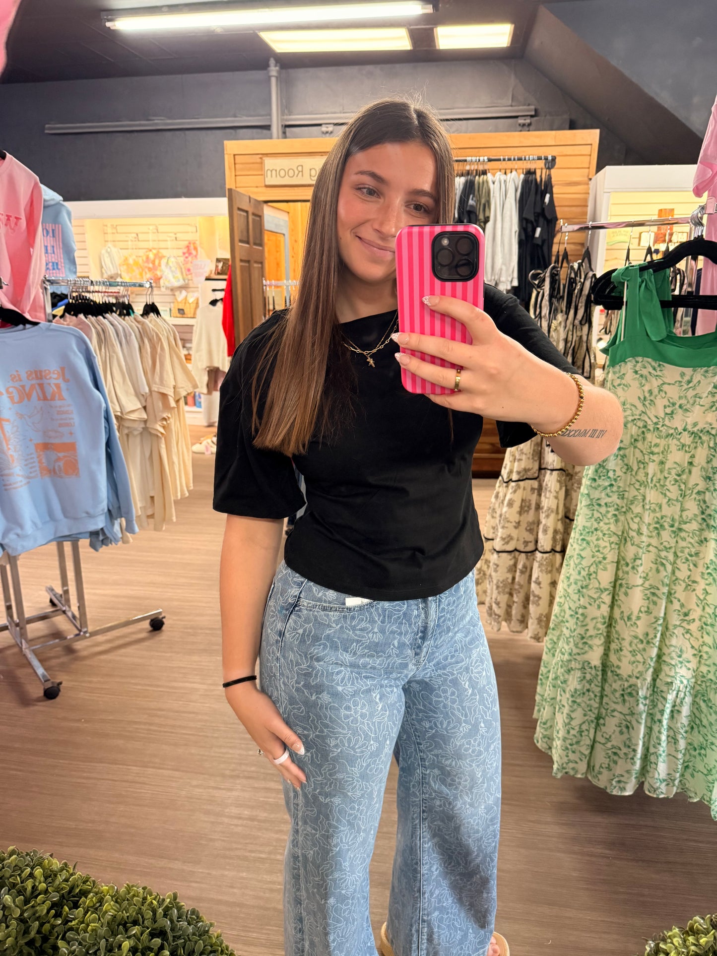 Boat Neck Silhouette Cotton Top