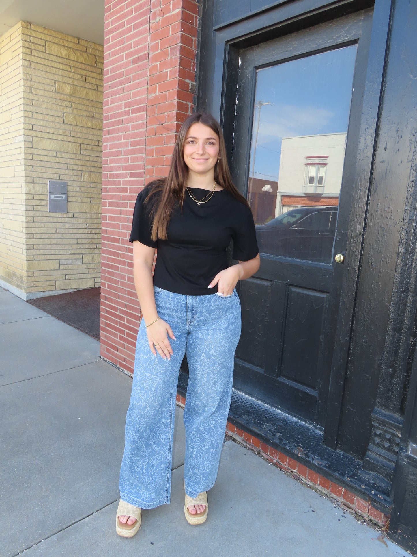 Floral Wide Leg Jean