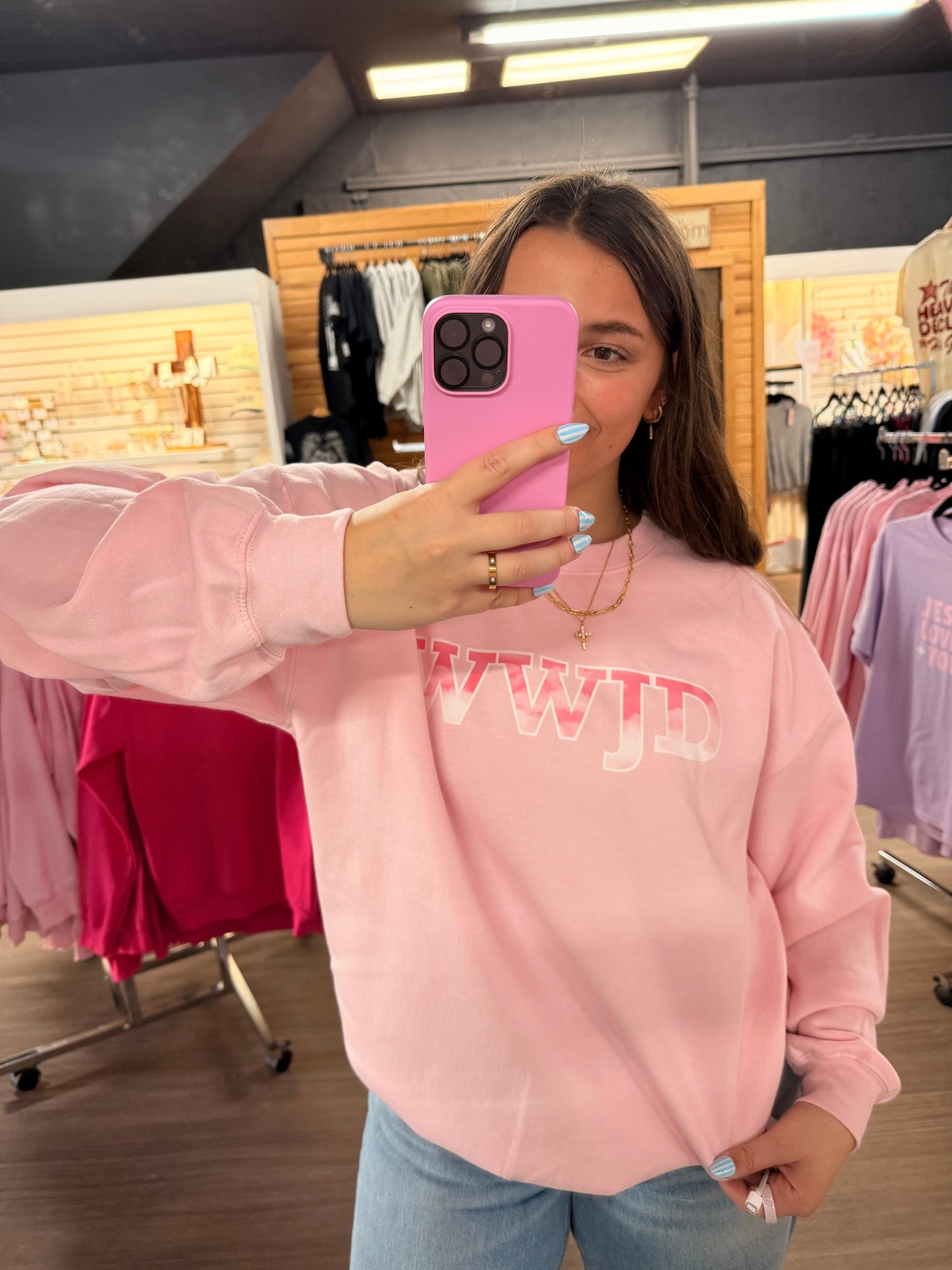 WWJD Pink Skies Crewneck