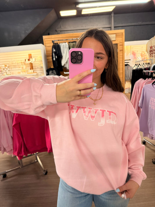 WWJD Pink Skies Crewneck
