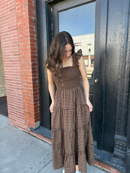 Brown Plaid Dress