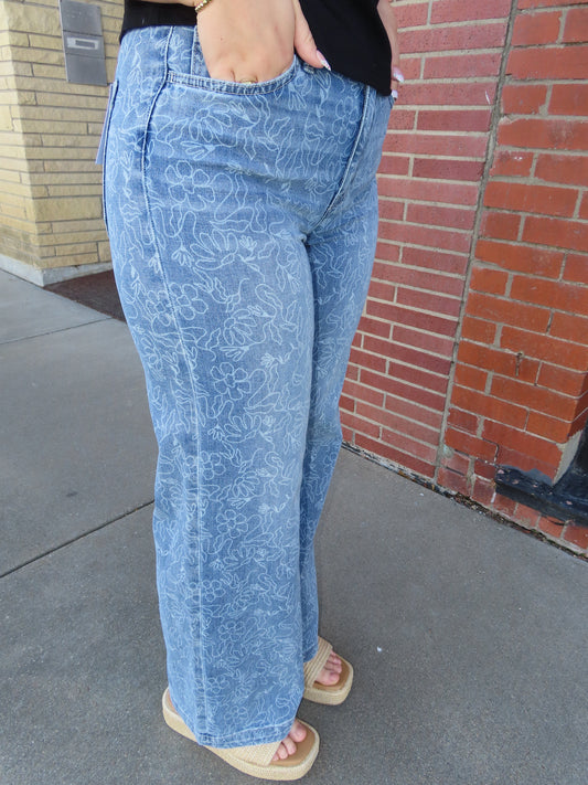 Floral Wide Leg Jean