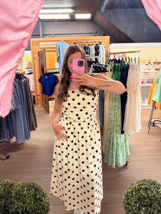 Polka Dot Strapless Dress