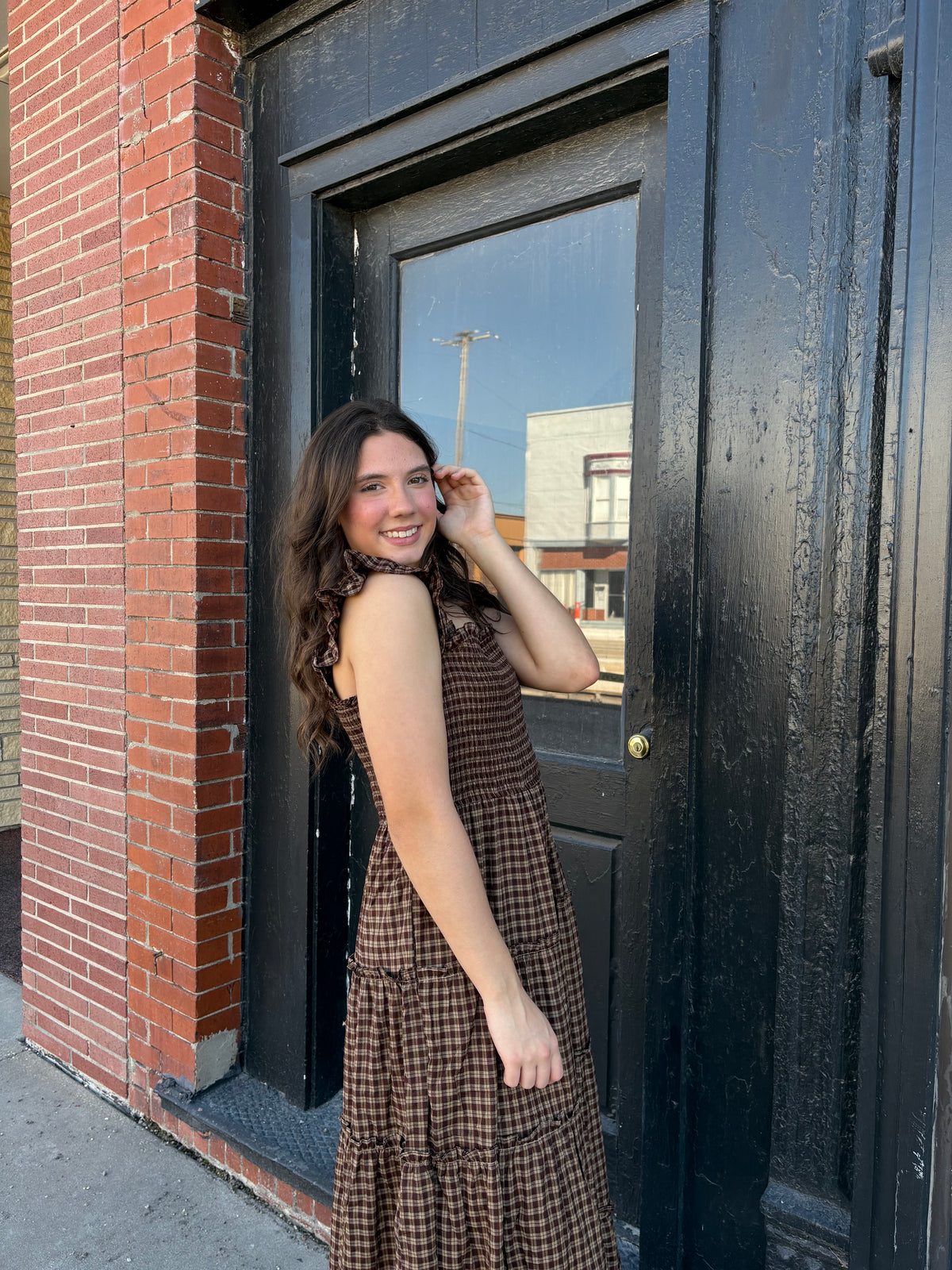 Brown Plaid Dress