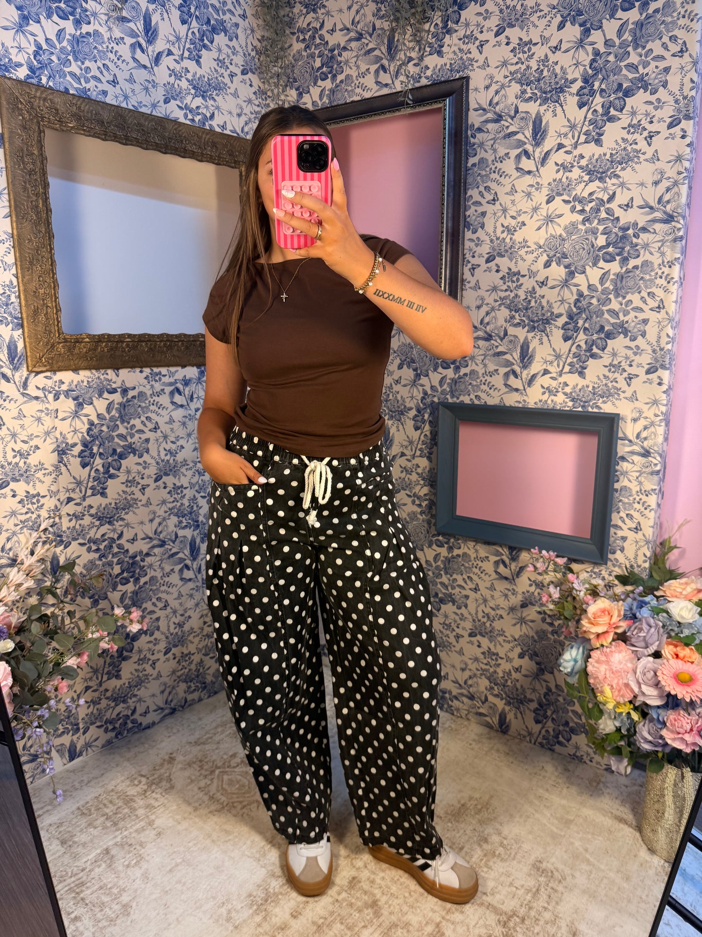 Polka Dot Barrel Pants