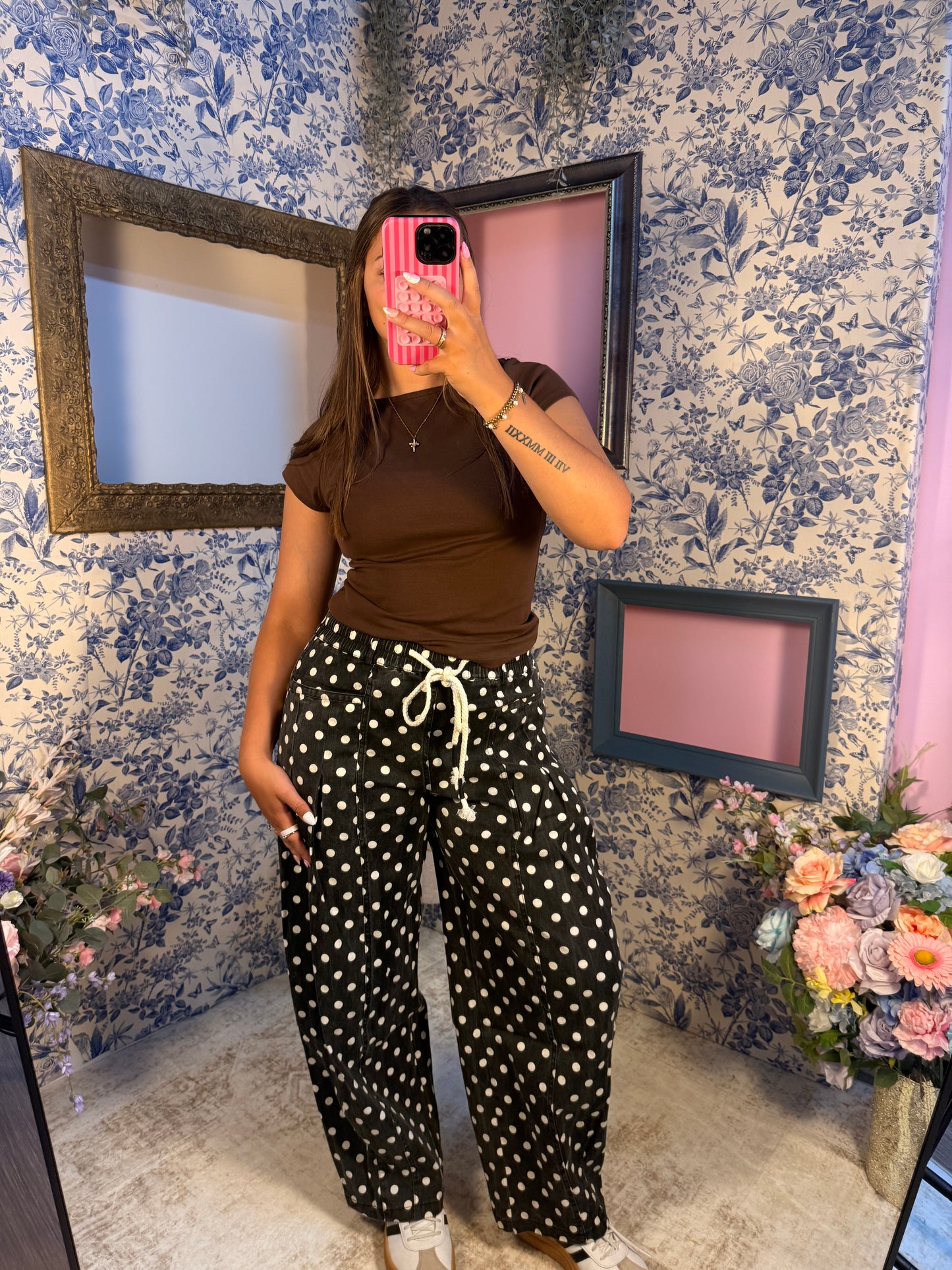 Polka Dot Barrel Pants