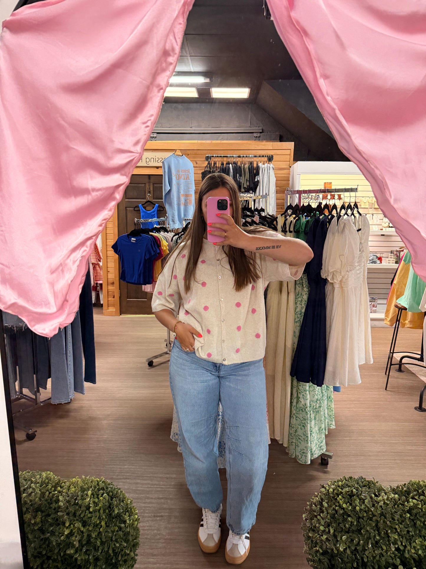 Pink Polka Dot Cardigan