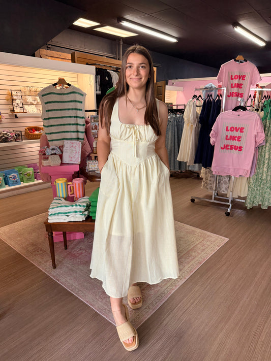 Light Yellow Striped Dress