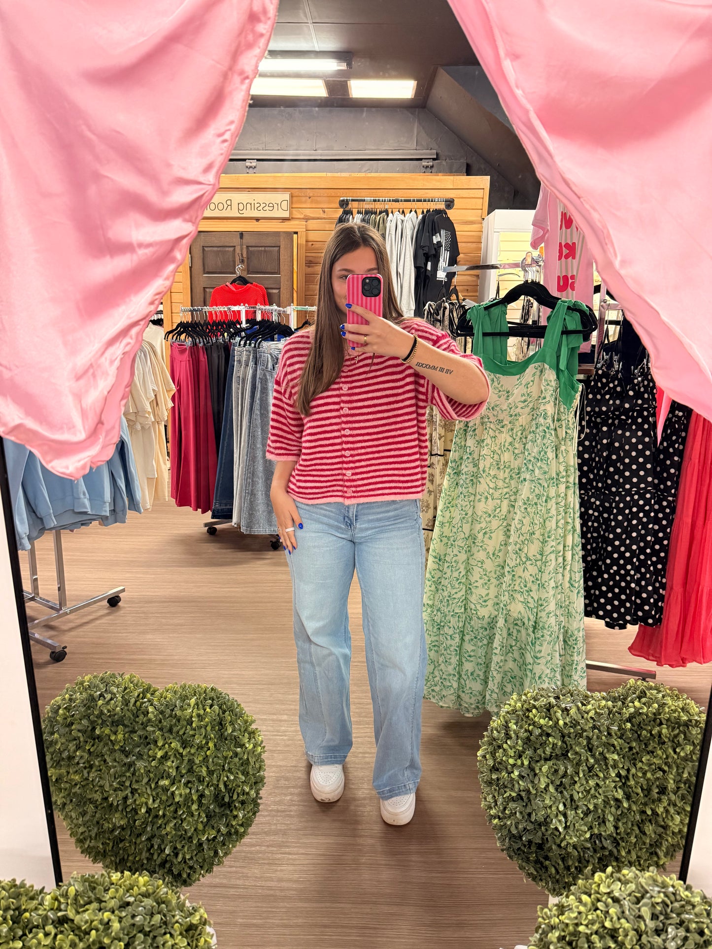 Striped Short Sleeve Cardigan