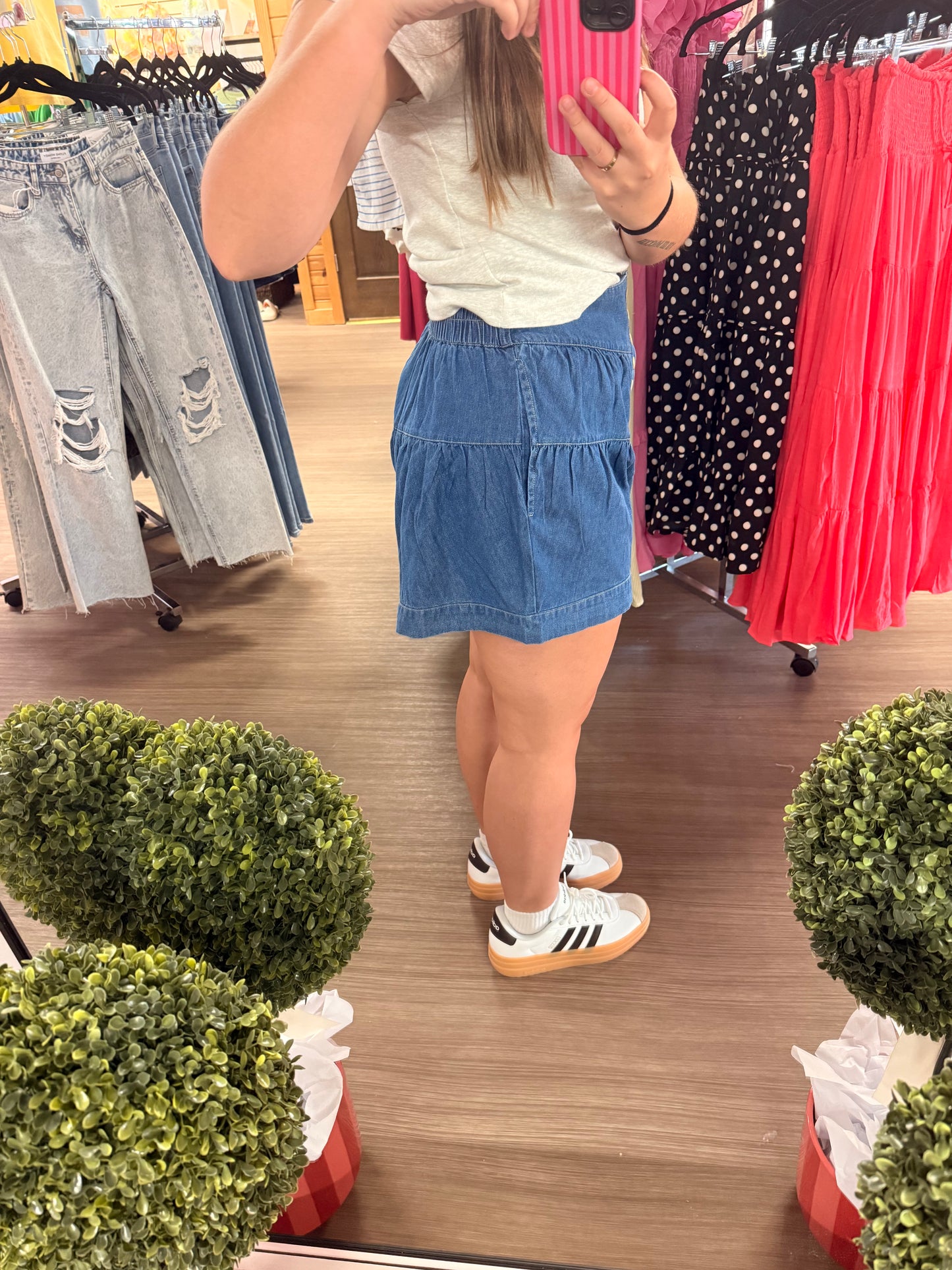 Tiered Denim Shorts