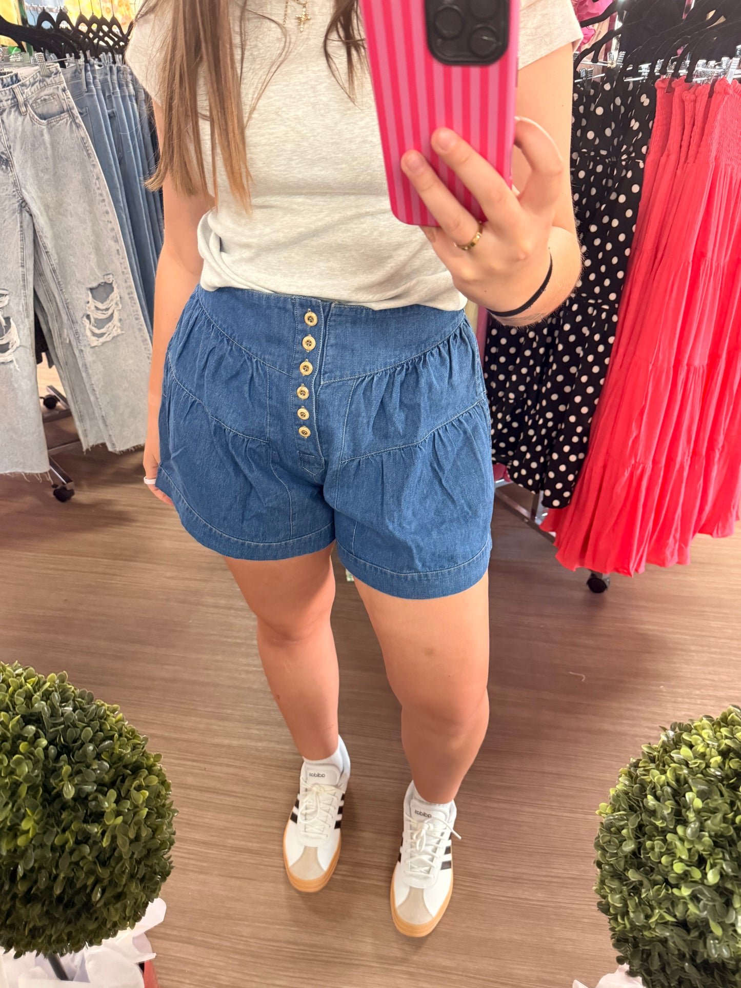 Tiered Denim Shorts