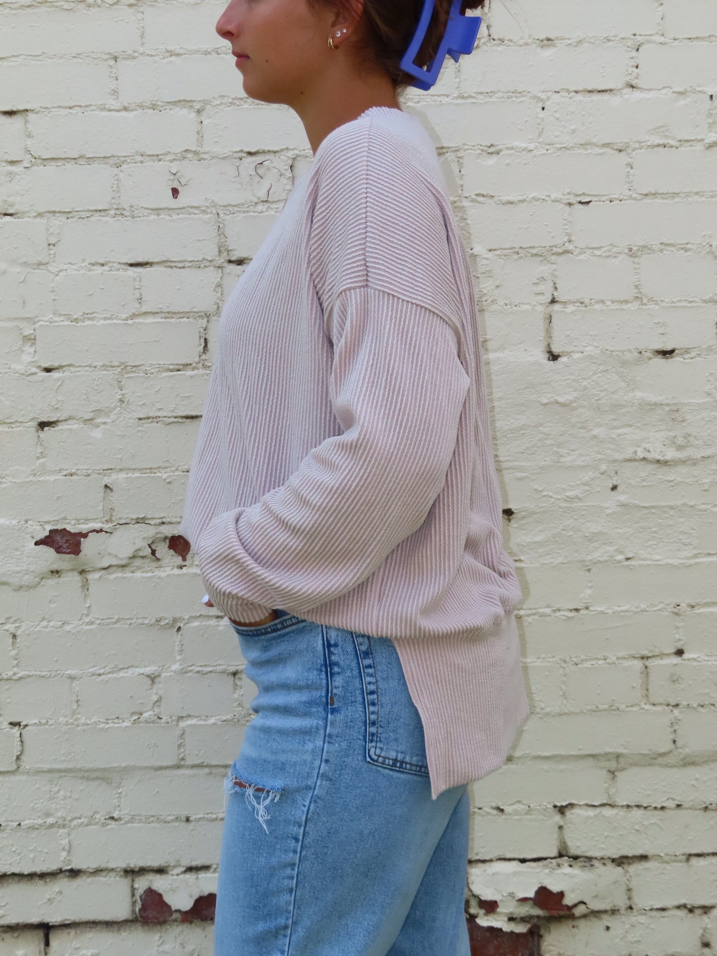 Oversized ribbed long-sleeve