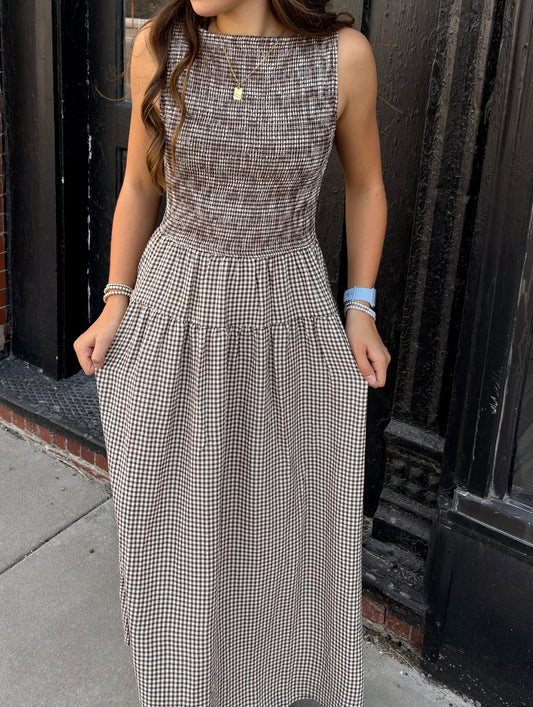 Brown Gingham Dress