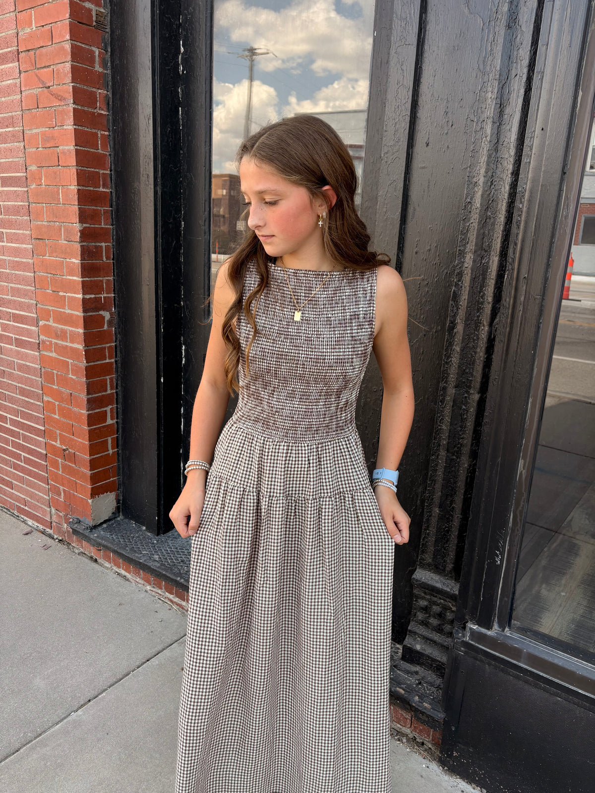 Brown Gingham Dress