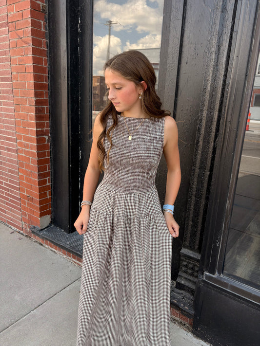 Brown Gingham Dress