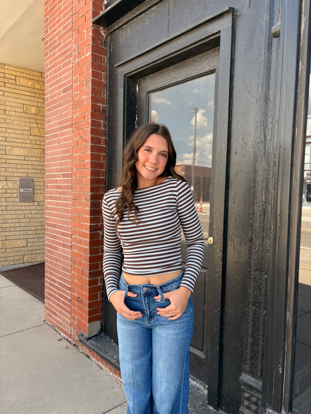 Boat Neck Stripe Top