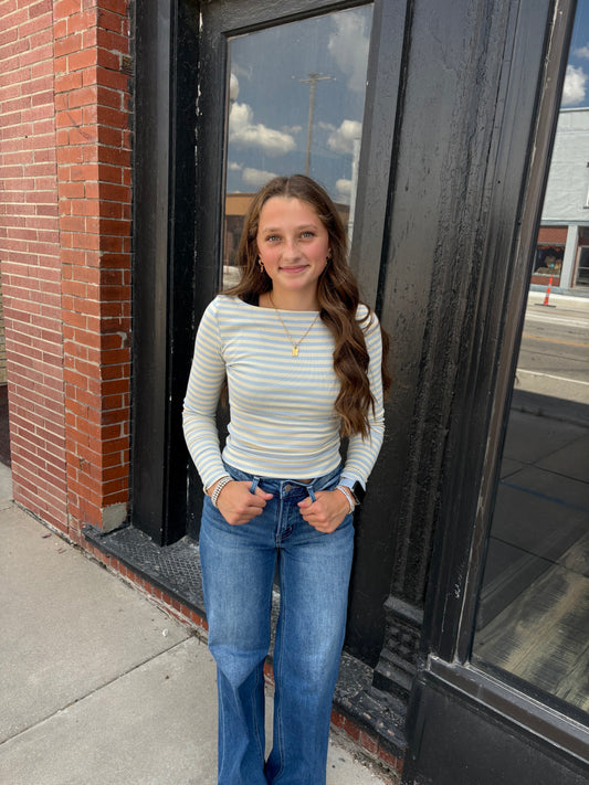 Boat Neck Stripe Top