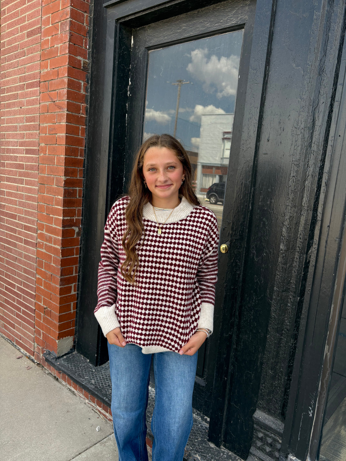 Pattern Burgundy Sweater