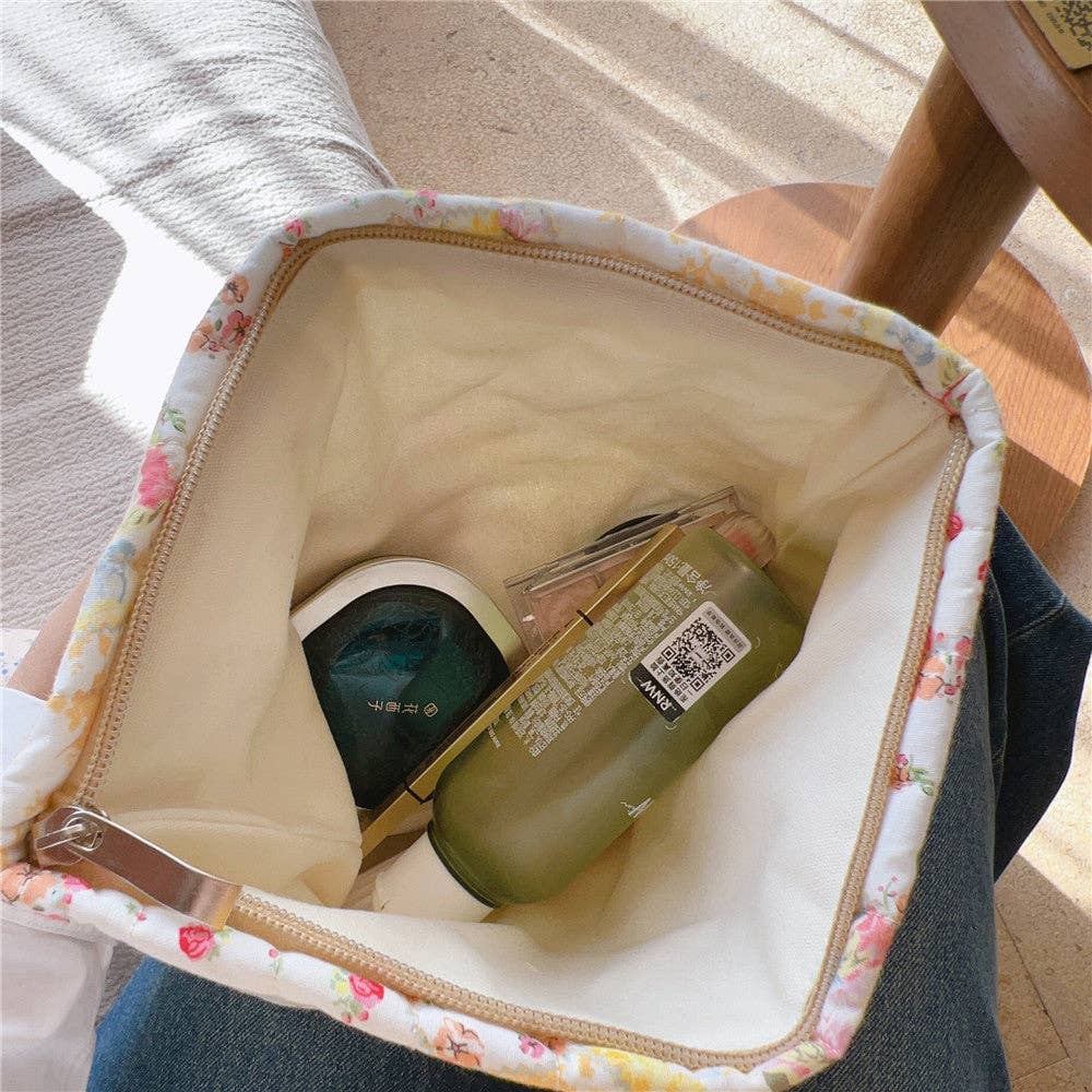 Flower Print Makeup Bag