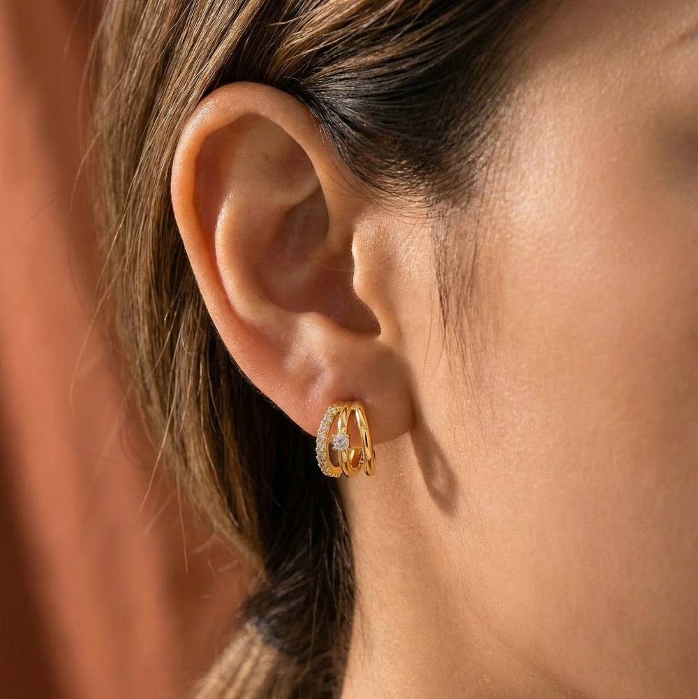 Layered Huggie Earrings
