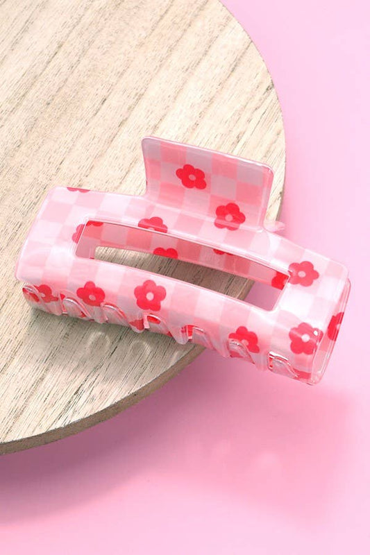 Daisy Checkered Claw Clip