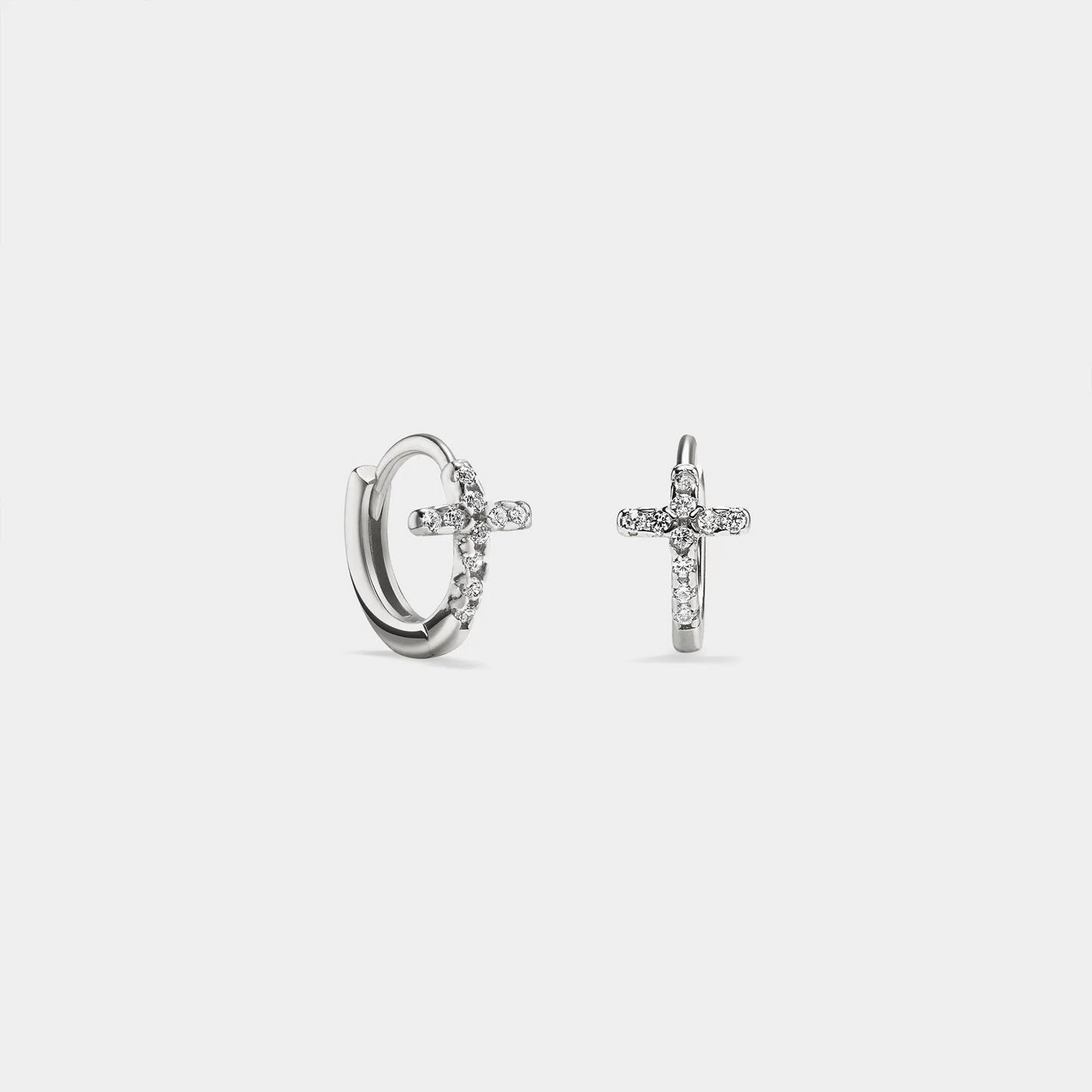 Cross Silver Huggies