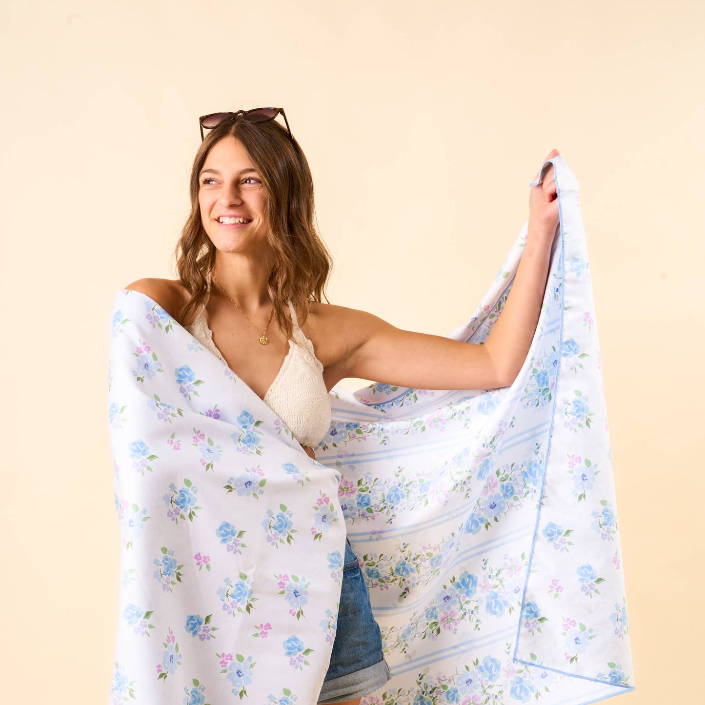 XL Beach Towel-Petal Parade Blue