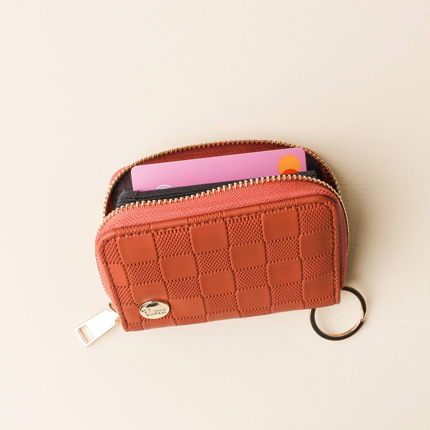 Zip Around Wallet-Brown Check