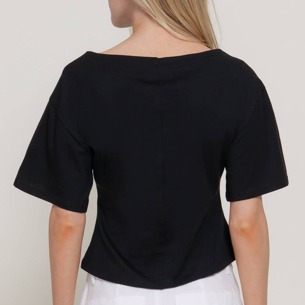 Boat Neck Silhouette Cotton Top