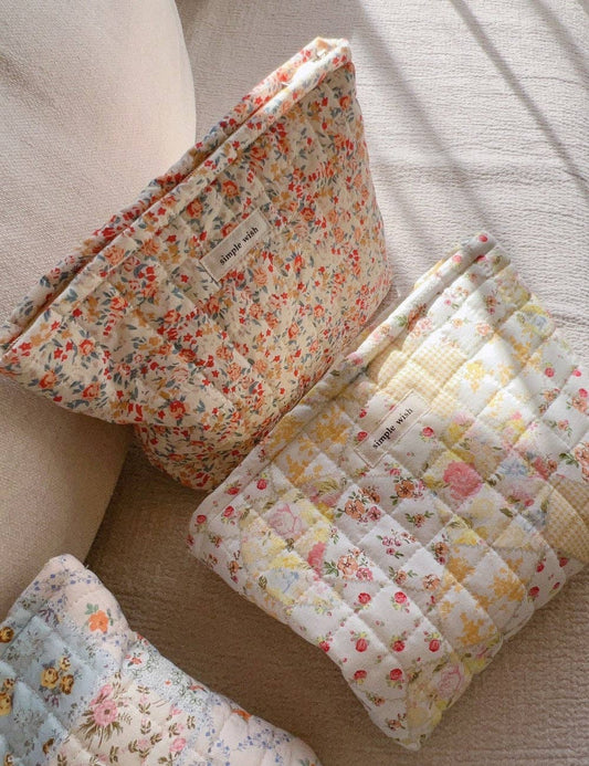 Flower Print Makeup Bag