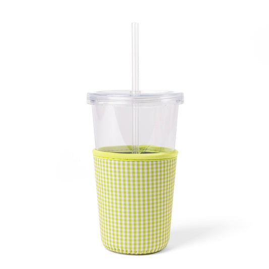 Green Gingham Drink Sleeve- Fits S/M