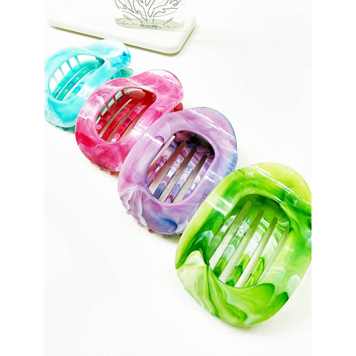 Marble Colors Flat Claw Clips