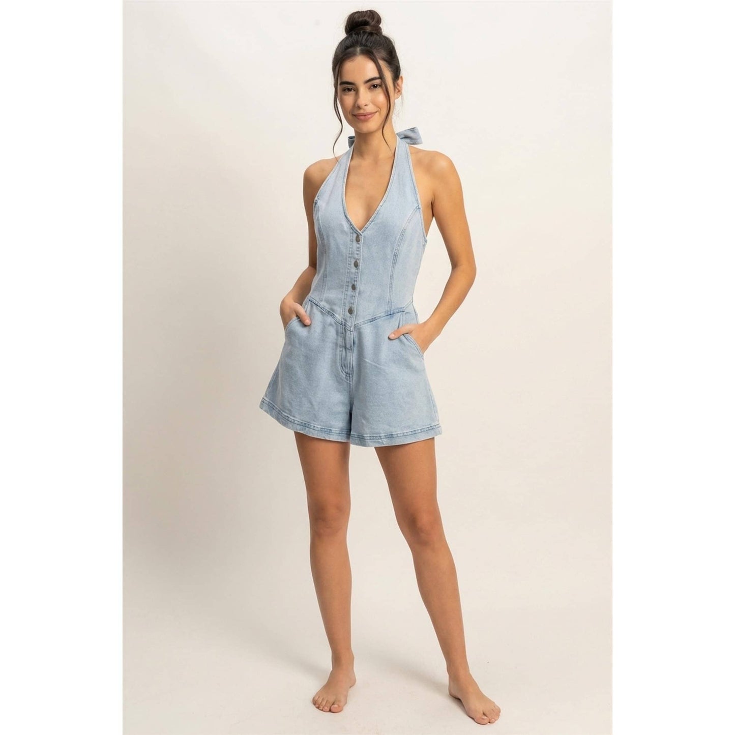 Denim Halter Romper