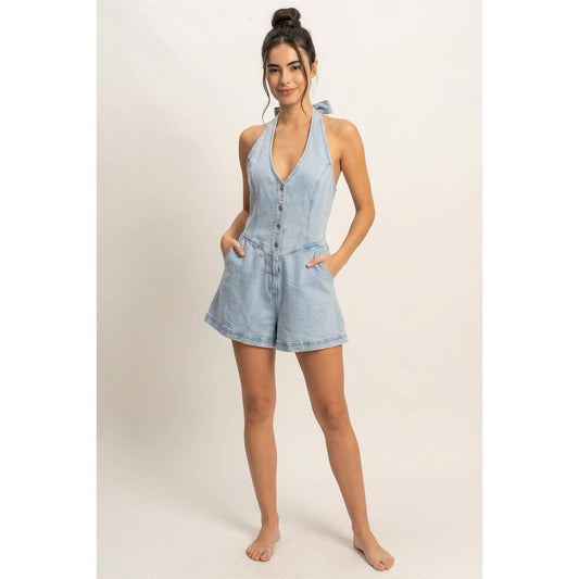 Denim Halter Romper