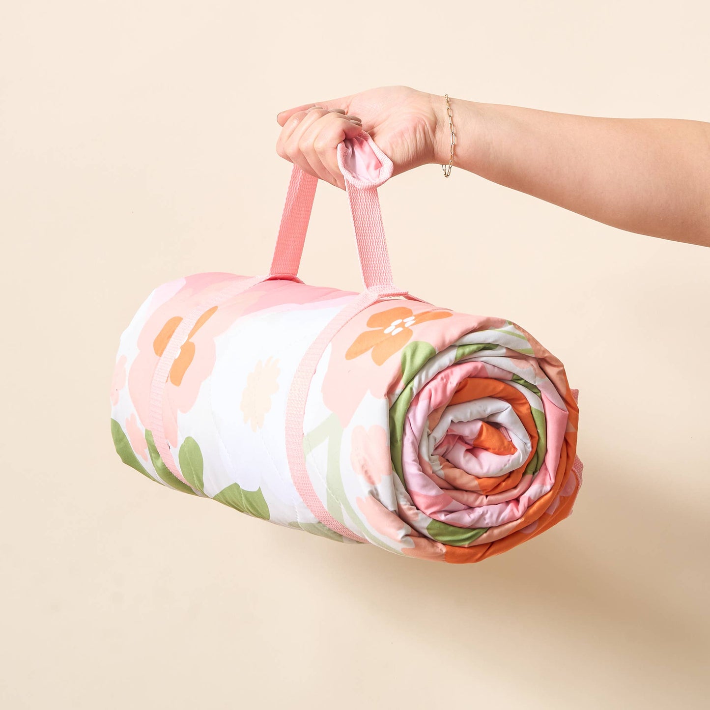 Quilted Blanket-Blooms Pink Orange