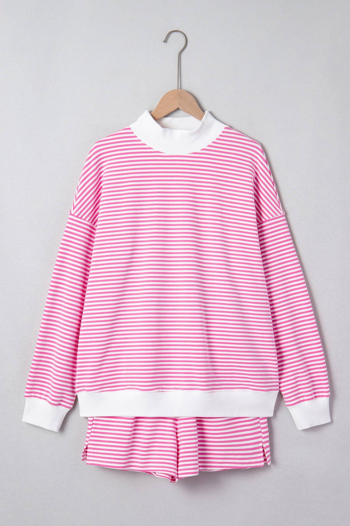 Pink Stripe Mock Neck Set