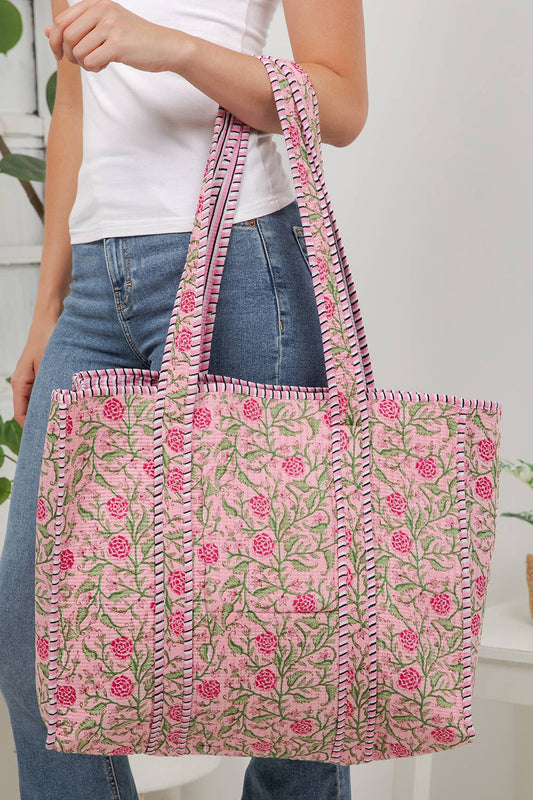 Floral Quilted Tote Bag
