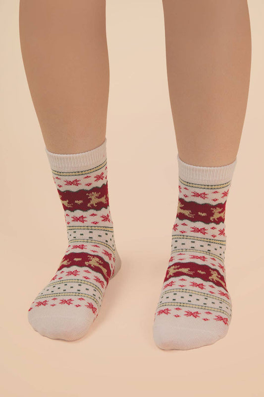 Christmas Crew Socks: Oatmeal / OS